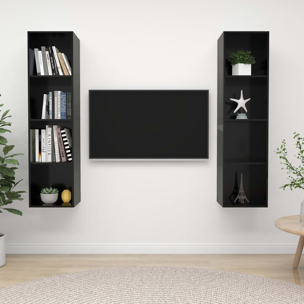 vidaXL seinale kinnitatavad telerikapid, 2 tk, must, puitlaastplaat hind ja info | TV alused | kaup24.ee