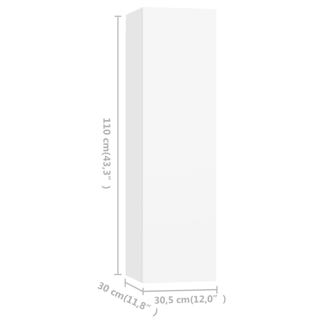 vidaXL telerikapid 4 tk, valge, 30,5 x 30 x 110 cm puitlaastplaat hind ja info | TV alused | kaup24.ee