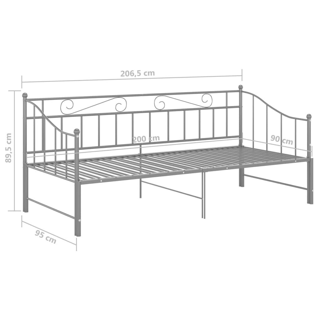 vidaXL lahtikäiv diivanvoodiraam hall metall 90 x 200 cm hind ja info | Voodid | kaup24.ee