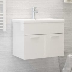 vidaXL valamukapp, kõrgläikega valge, 60x38,5x46 cm puitlaastplaat цена и информация | Шкафчики для ванной | kaup24.ee