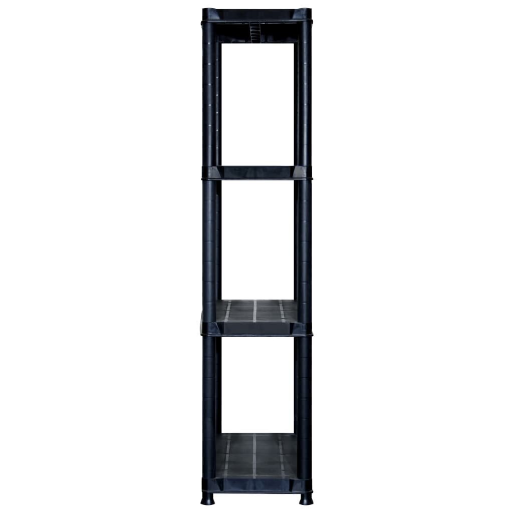 vidaXL hoiuriiul 4-korruseline, must, 122 x 30,5 x 130 cm, plast hind ja info | Riiulid tööriistadele | kaup24.ee