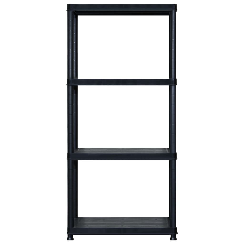 vidaXL hoiuriiul 4-korruseline, must, 244 x 30,5 x 130 cm, plast hind ja info | Riiulid tööriistadele | kaup24.ee
