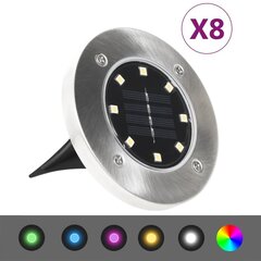 vidaXL päikesepatareidega maapinnavalgustid, 8 tk LED-tuledega, RGB цена и информация | Уличное освещение | kaup24.ee