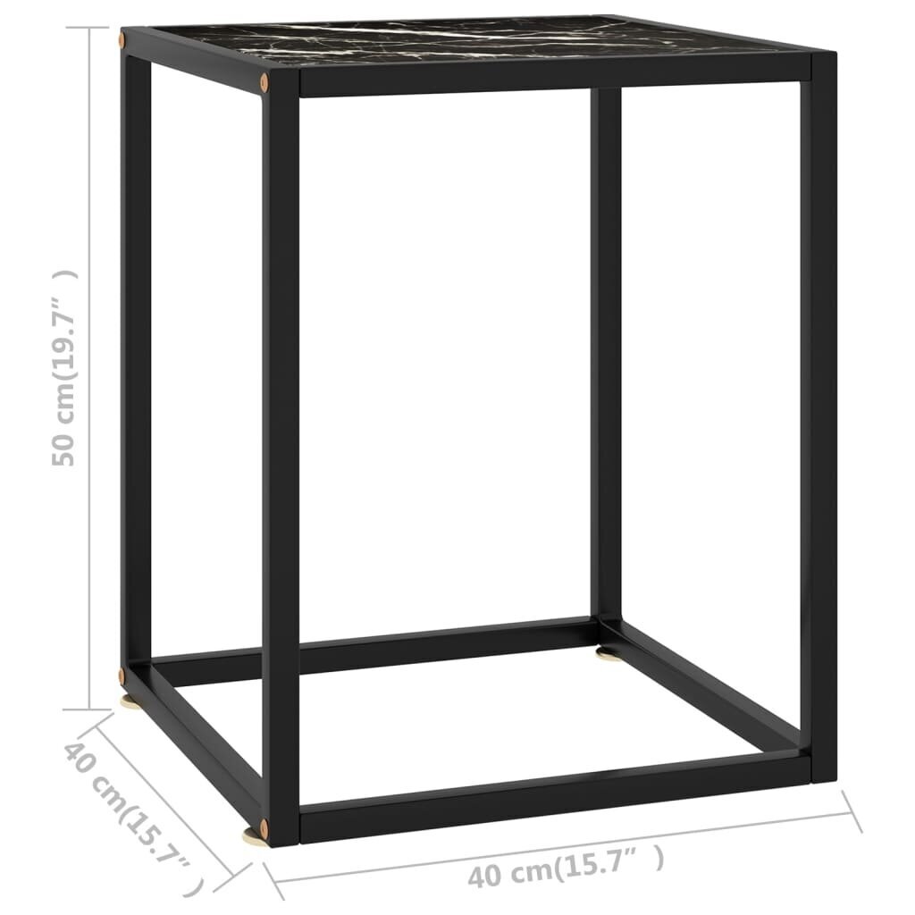 vidaXL kohvilaud, must, must marmorklaas, 40 x 40 x 50 cm hind ja info | Diivanilauad | kaup24.ee