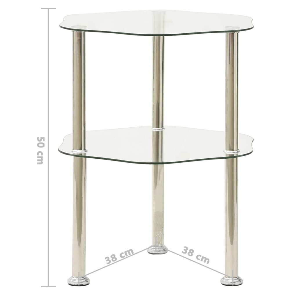 vidaXL 2-korruseline laud, läbipaistev 38x38x50 cm, karastatud klaas hind ja info | Diivanilauad | kaup24.ee