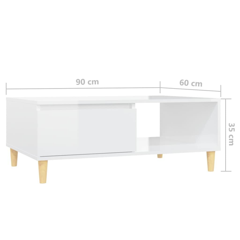 vidaXL kõrgläikega kohvilaud, valge, 90x60x35 cm puitlaastplaat цена и информация | Diivanilauad | kaup24.ee