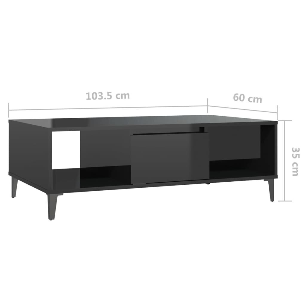 vidaXL kohvilaud, kõrgläikega, must, 103,5x60x35 cm, puitlaastplaat цена и информация | Diivanilauad | kaup24.ee