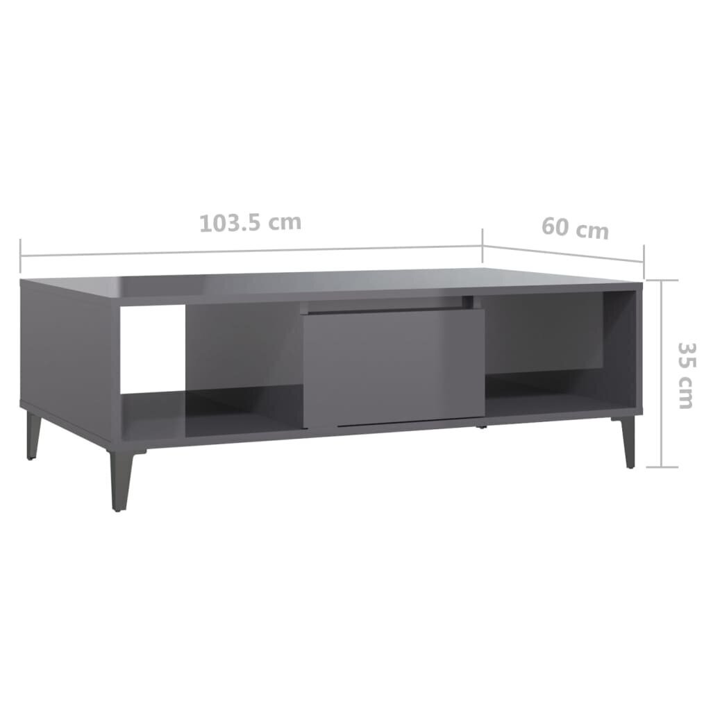 Diivanilaud, hall, 103,5x60x35 cm, läikiv hind ja info | Diivanilauad | kaup24.ee