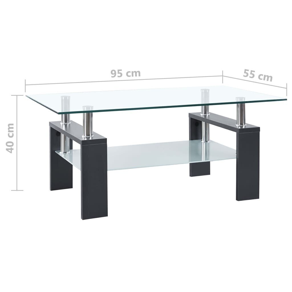 Diivanilaud, hall/läbipaistev, 95x55x40 cm hind ja info | Diivanilauad | kaup24.ee