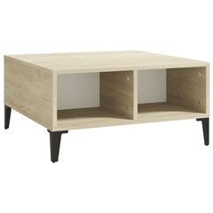 vidaXL kohvilaud, valge ja Sonoma tamm 60 x 60 x 30 cm, puitlaastplaat цена и информация | Журнальные столики | kaup24.ee