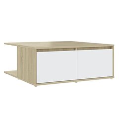 vidaXL kohvilaud, valge ja Sonoma tamm, 80 x 80 x 31 cm puitlaastplaat цена и информация | Журнальные столики | kaup24.ee