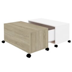 vidaXL kohvilaud, valge, Sonoma tamm, 75 x 75 x 38 cm, puitlaastplaat hind ja info | Diivanilauad | kaup24.ee