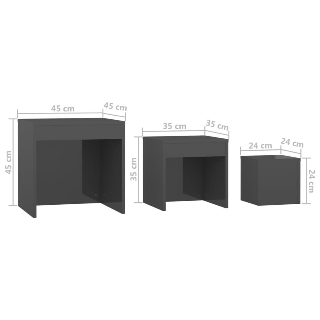 Liuguvad lauad, 3 tk., halli värvi hind ja info | Diivanilauad | kaup24.ee