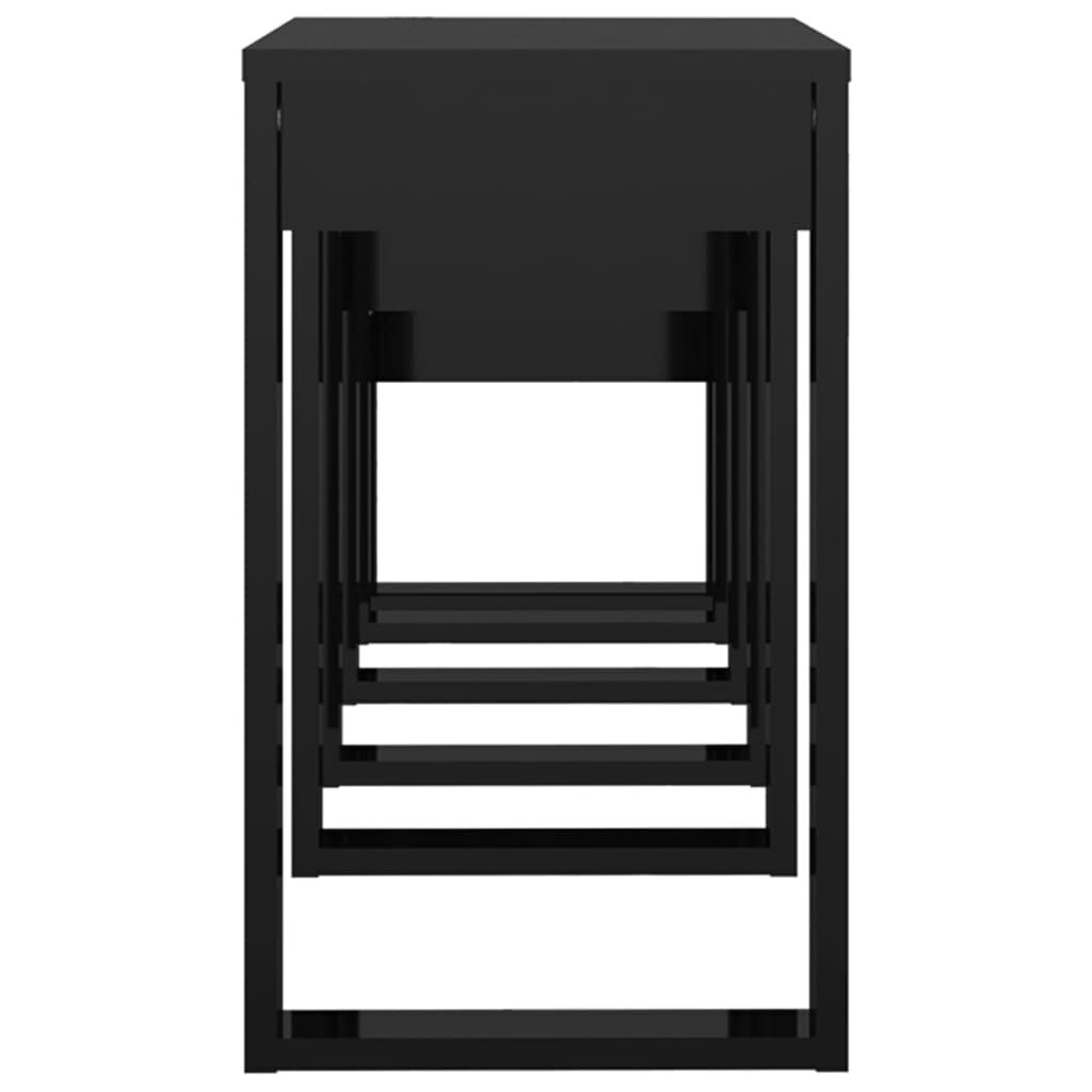 vidaXL üksteise alla mahtuvad lauad, 3 tk, kõrgläikega must, puitlaastplaat hind ja info | Diivanilauad | kaup24.ee