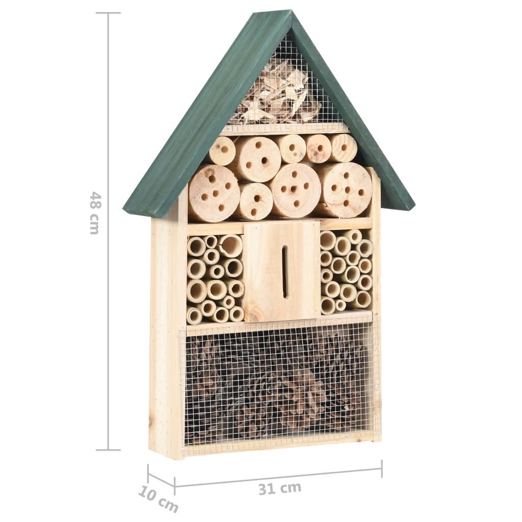 vidaXL putukamaja, 31x10x48 cm, nulupuit цена и информация | Pesakastid, söötjad ja puurid | kaup24.ee