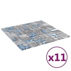 vidaXL mosaiikplaadid 11 tk hall, sinine 30x30 cm klaas цена и информация | Настенная плитка | kaup24.ee