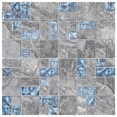 vidaXL mosaiikplaadid 11 tk hall, sinine 30x30 cm klaas hind ja info | Seinaplaadid | kaup24.ee