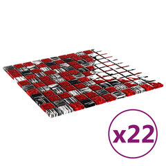 vidaXL mosaiikplaadid 22 tk must, punane 30x30 cm klaas hind ja info | Seinaplaadid | kaup24.ee