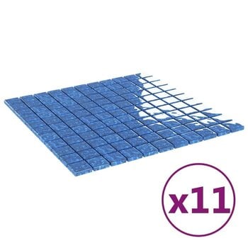 vidaXL mosaiikplaadid 11 tk hall, sinine 30x30 cm klaas hind ja info | Seinaplaadid | kaup24.ee