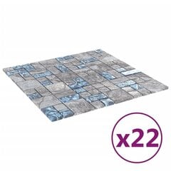 vidaXL mosaiikplaadid 22 tk hall sinine 30 x 30 cm klaas hind ja info | Seinaplaadid | kaup24.ee