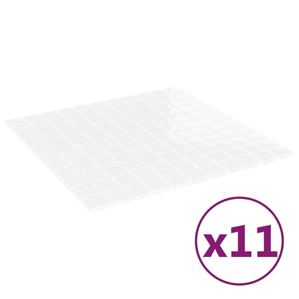 vidaXL mosaiikplaadid 11 tk valge 30x30 cm klaas hind ja info | Seinaplaadid | kaup24.ee