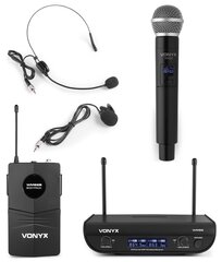 Vonyx WM82C digitaalne UHF 2-kanaliline juhtmeta mikrofoni komplekt pihuarvuti ja kehakotiga hind ja info | Mikrofonid | kaup24.ee