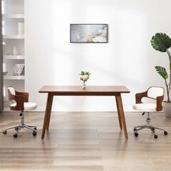 vidaXL ratastega söögitool, valge, painutatud puit ja kunstnahk hind ja info | Söögilaua toolid, köögitoolid | kaup24.ee