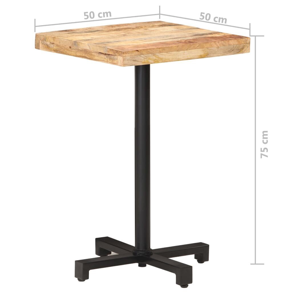 vidaXL bistroolaud kandiline, 50x50x75 cm toekas töötlemata mangopuit hind ja info | Köögi- ja söögilauad | kaup24.ee