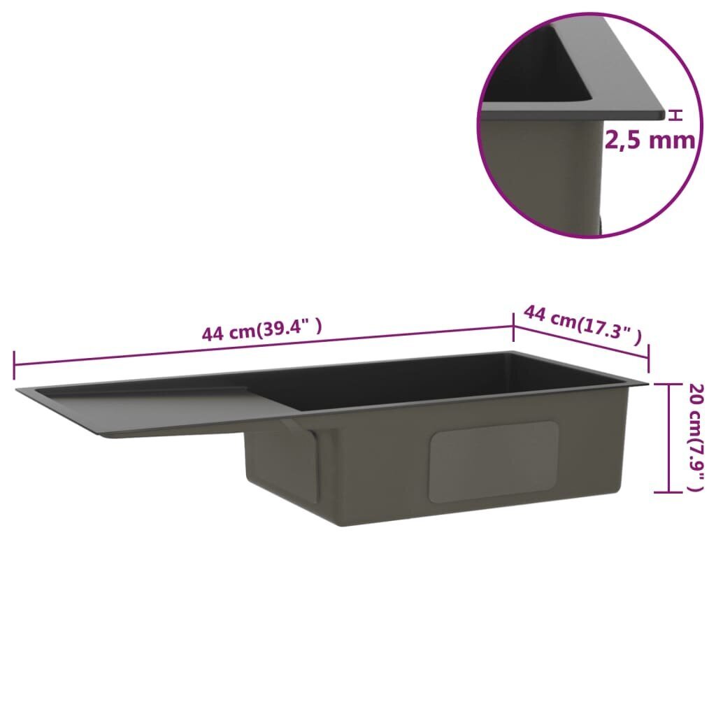 vidaXL käsitsi valmistatud köögivalamu, must, roostevaba teras цена и информация | Köögivalamud | kaup24.ee