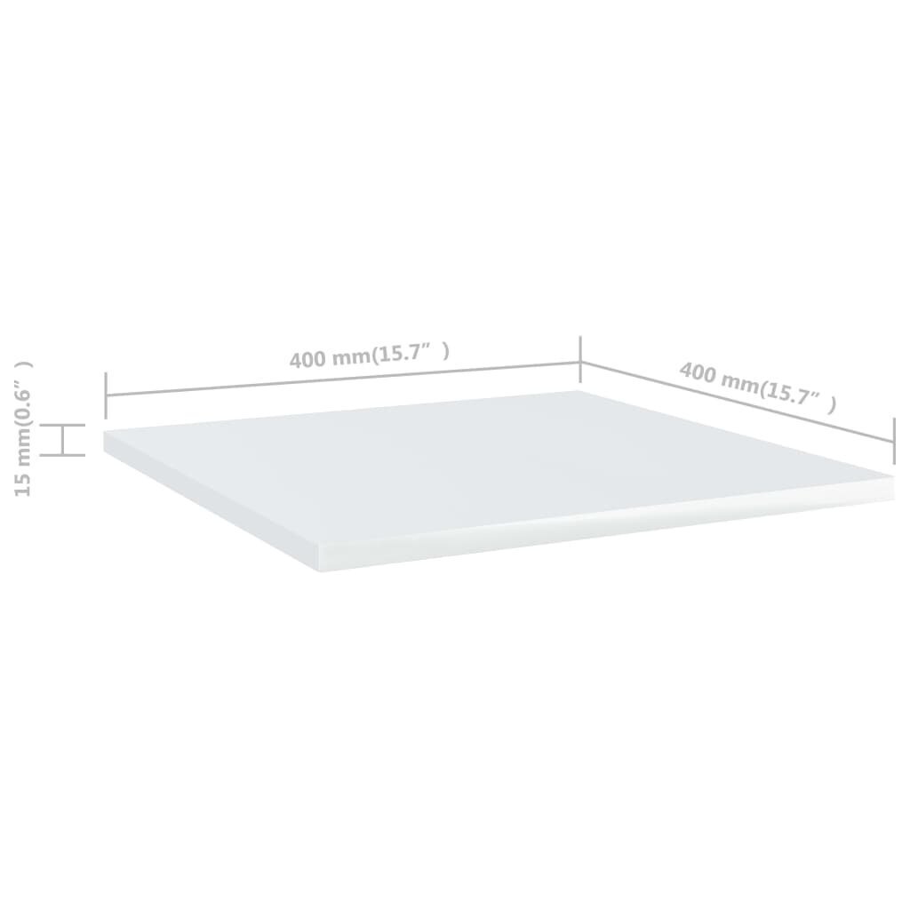vidaXL riiuliplaadid 8 tk, valge, 40x40x1,5 cm, puitlaastplaat hind ja info | Riiulid | kaup24.ee