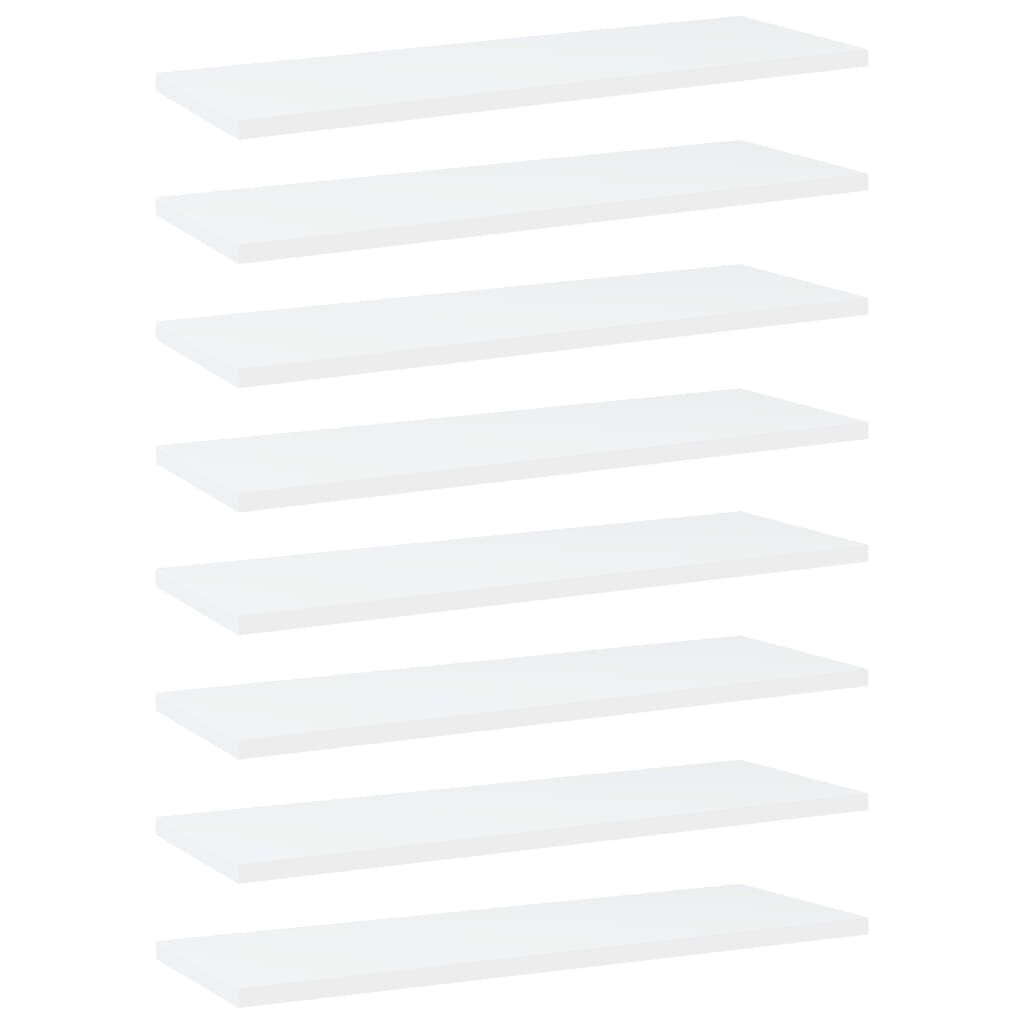 vidaXL riiuliplaadid 8 tk, valge, 60x20x1,5 cm, puitlaastplaat hind ja info | Riiulid | kaup24.ee