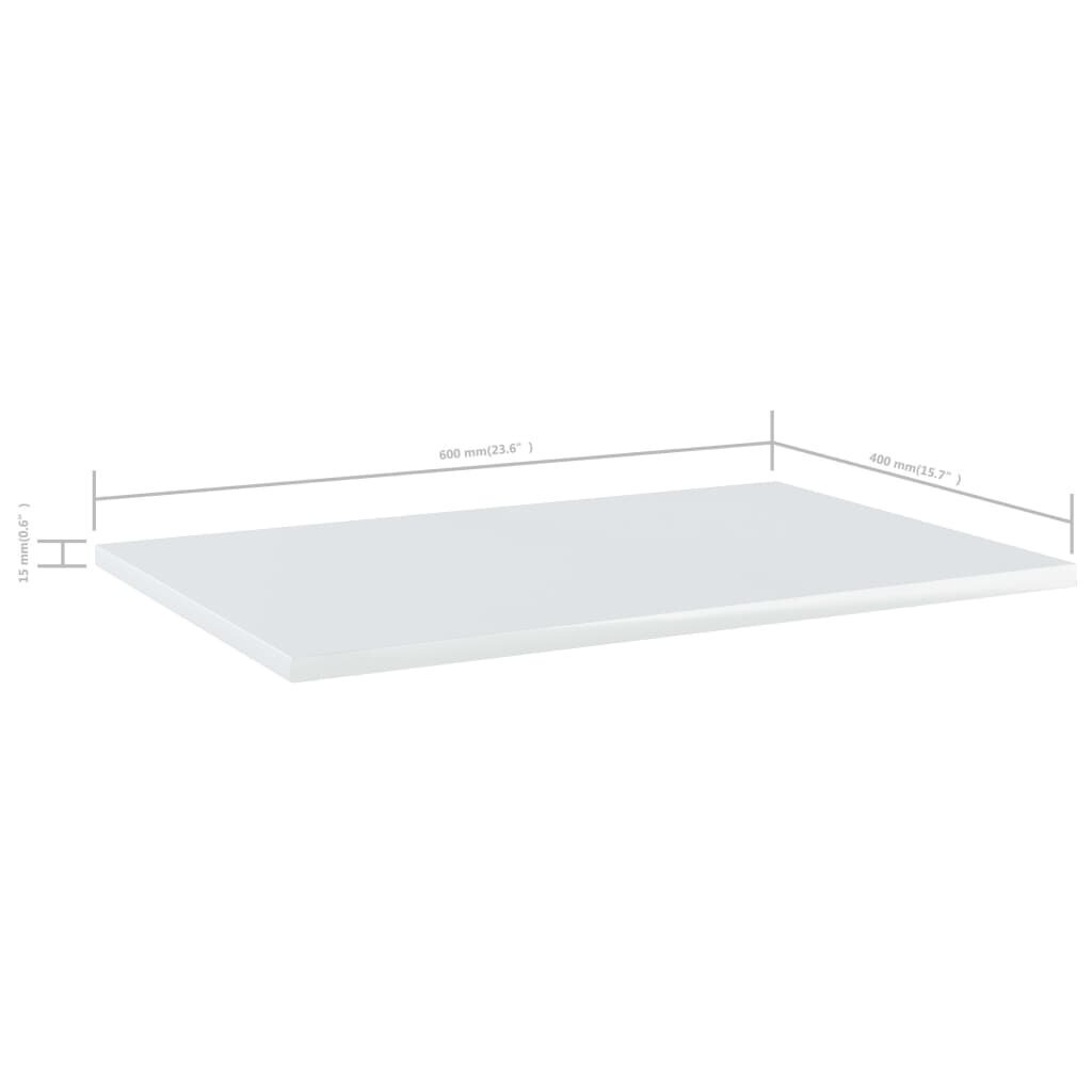 vidaXL riiuliplaadid 4 tk, valge, 60x40x1,5 cm, puitlaastplaat hind ja info | Riiulid | kaup24.ee
