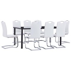 Комплект мебели для столовой, 9 предметов, белый, искусственная кожа цена и информация | Комплекты мебели для столовой | kaup24.ee