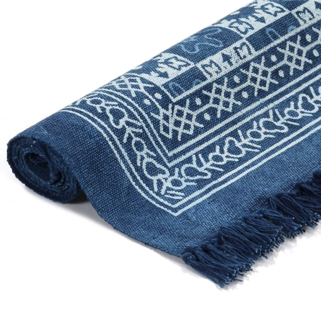 vidaXL Kilim vaip, puuvill, 160 x 230 cm, mustriline, sinine цена и информация | Vaibad | kaup24.ee