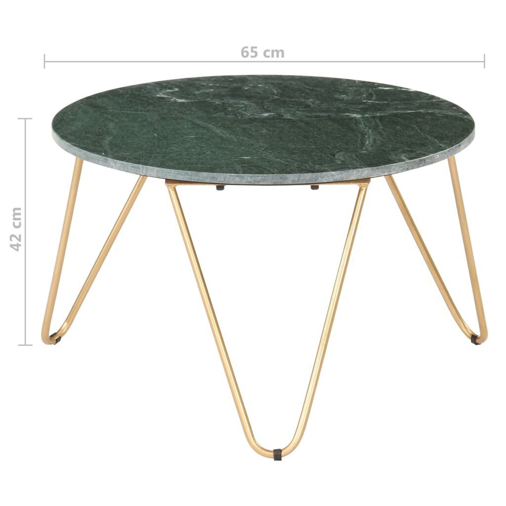 vidaXL kohvilaud, roheline 65x65x42 cm, ehtne kivi marmori tekstuuriga hind ja info | Diivanilauad | kaup24.ee
