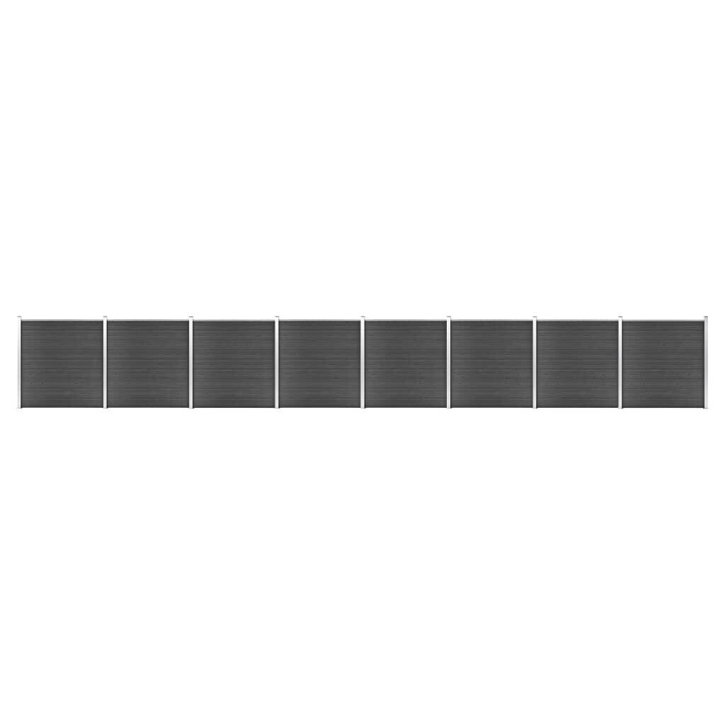 vidaXL aiapaneelide komplekt, WPC, 1391 x 186 cm, must hind ja info | Aiad ja tarvikud | kaup24.ee
