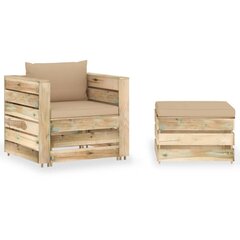 Садовый набор с подушками, 2 части, коричневый цена и информация | Комплекты уличной мебели | kaup24.ee