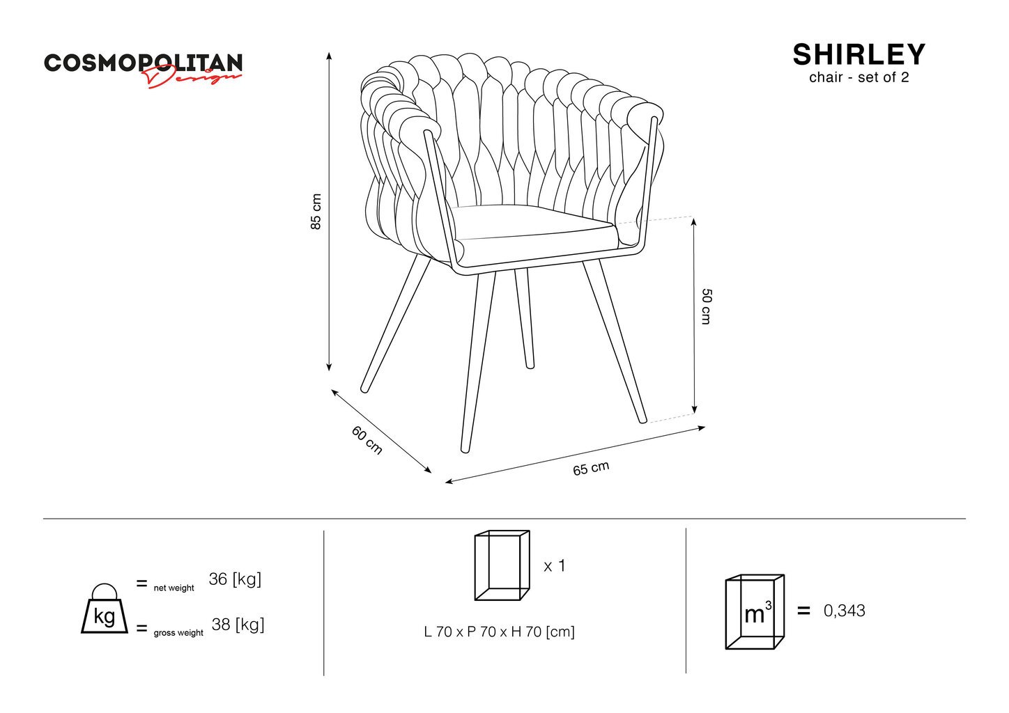 2-tooli komplekt Cosmopolitan Design Shirley, roheline цена и информация | Söögilaua toolid, köögitoolid | kaup24.ee