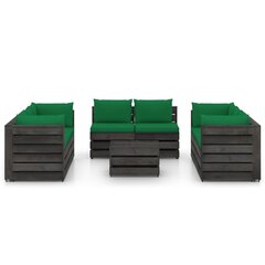 Садовый комплект с подушками, из 9 частей, черный цена и информация | Комплекты уличной мебели | kaup24.ee