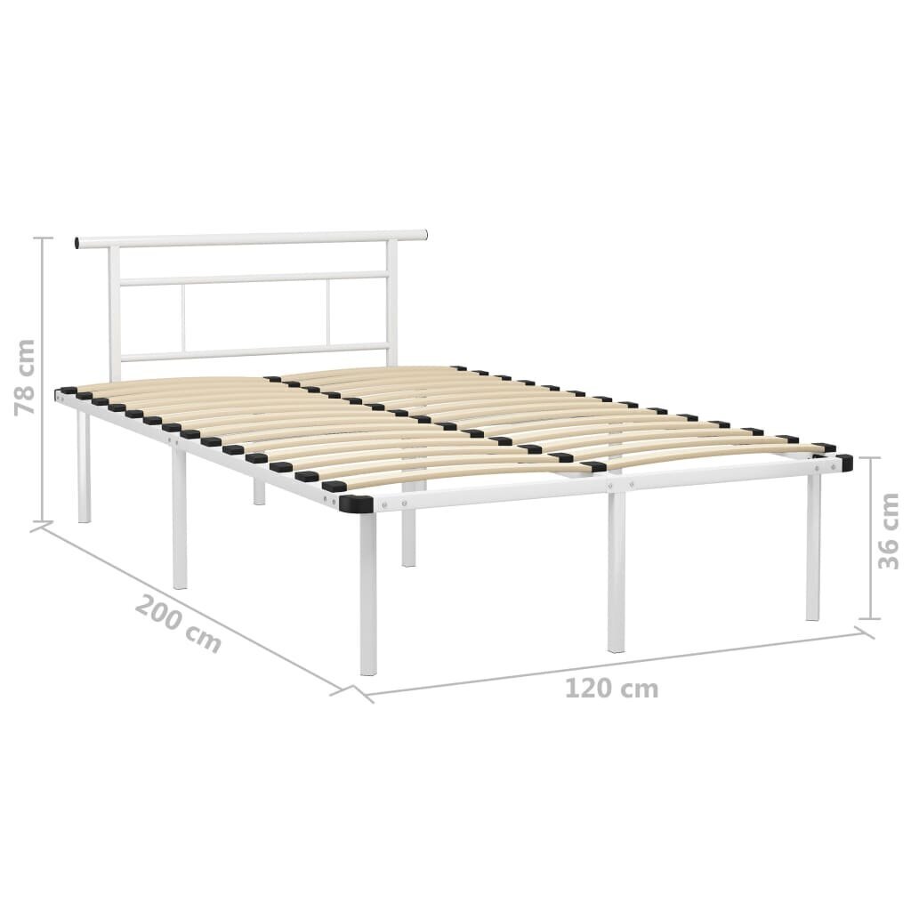 vidaXL voodiraam, valge, metall, 120 x 200 cm hind ja info | Voodid | kaup24.ee