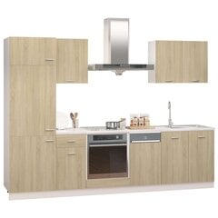 vidaXL 7-osaline köögikapi komplekt, Sonoma tamm, puitlaastplaat hind ja info | Köögimööbli komplektid | kaup24.ee