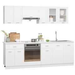vidaXL 8-osaline köögikapi komplekt, valge, puitlaastplaat hind ja info | Köögimööbli komplektid | kaup24.ee