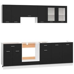 vidaXL 8-osaline köögikapi komplekt, must, puitlaastplaat hind ja info | Köögimööbli komplektid | kaup24.ee