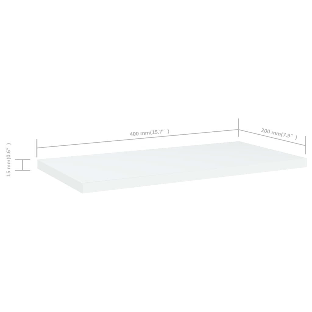 vidaXL riiuliplaadid 4 tk, valge, 40x20x1,5 cm, puitlaastplaat hind ja info | Riiulid | kaup24.ee