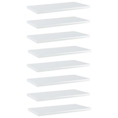 vidaXL riiuliplaadid 8 tk, valge, 40x20x1,5 cm, puitlaastplaat hind ja info | Riiulid | kaup24.ee