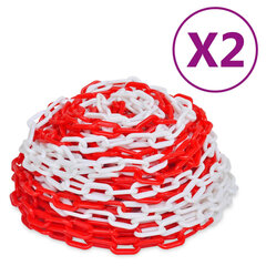vidaXL hoiatusketid 2 tk, punane ja valge, plast, 30 m hind ja info | Autoapteegid, ohutusvarustus | kaup24.ee
