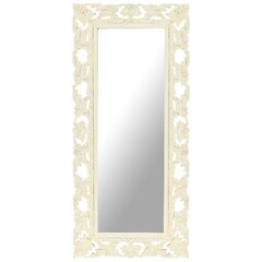 vidaXL, käsitsi nikerdatud peegel, valge, 110 x 50 cm, mangopuit цена и информация | Подвесные зеркала | kaup24.ee