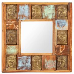 vidaXL peegel Buddha piltidega, 50 x 50 cm, taastatud puit hind ja info | Peeglid | kaup24.ee