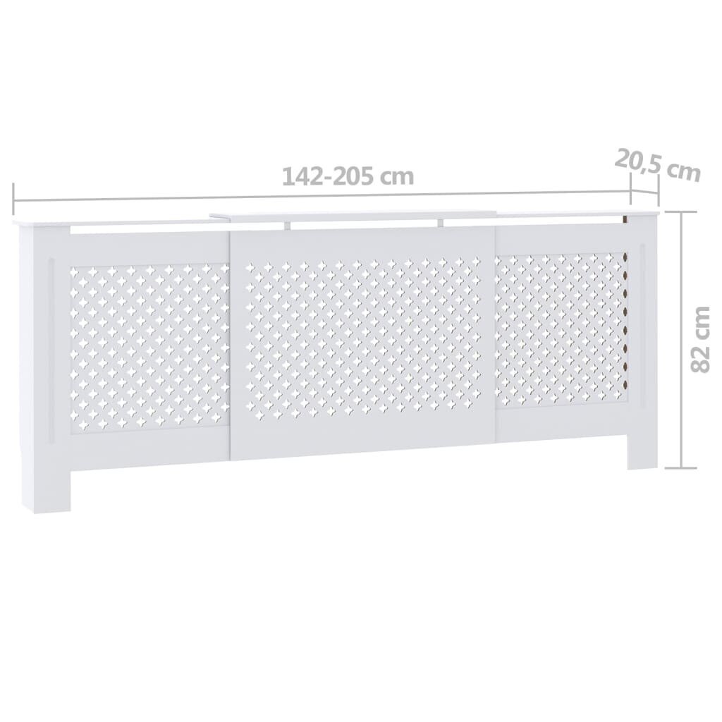 vidaXL MDF radiaatorikate, valge, 205 cm hind ja info | Tarvikud kaminatele ja ahjudele | kaup24.ee