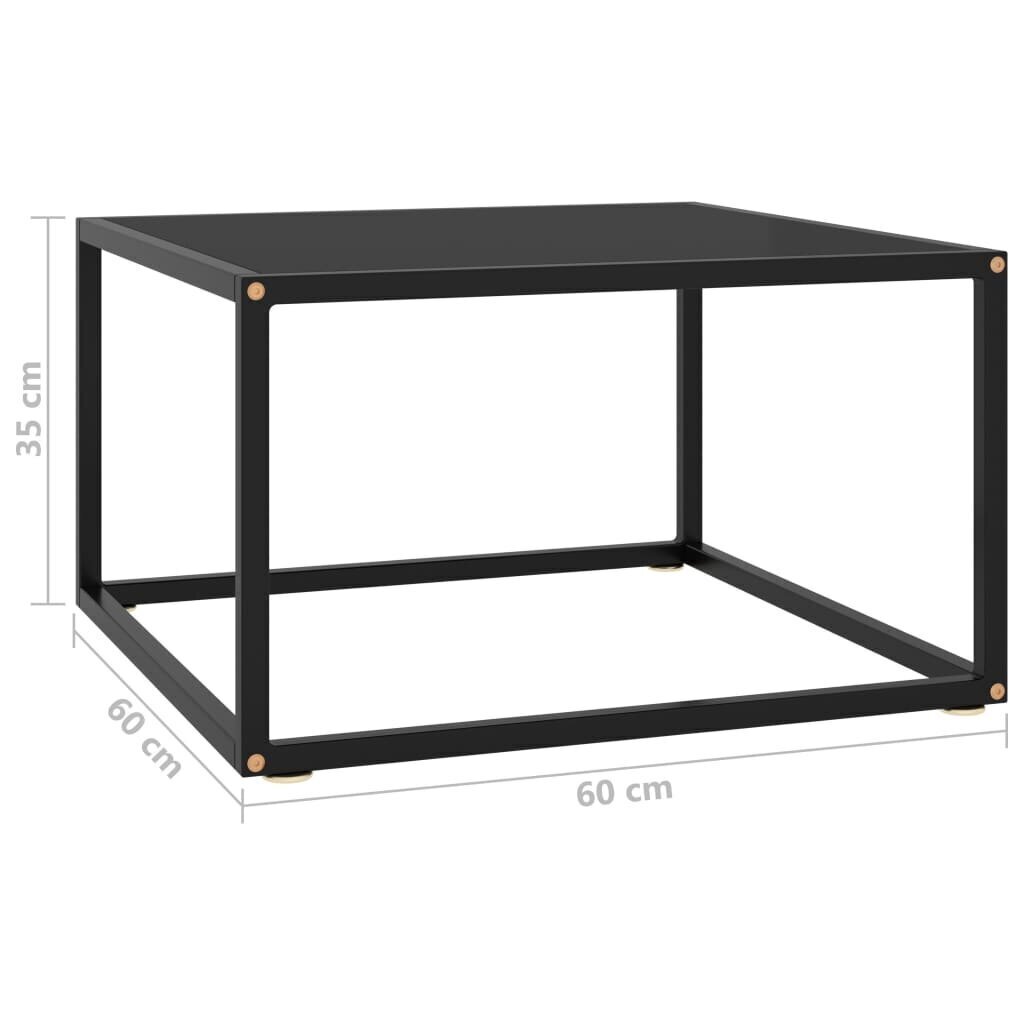 vidaXL kohvilaud, must, musta klaasiga, 60 x 60 x 35 cm hind ja info | Diivanilauad | kaup24.ee